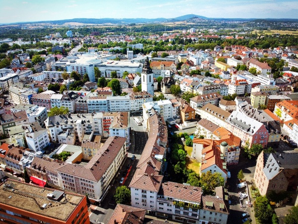 Bird's eye view of the city of Giessen