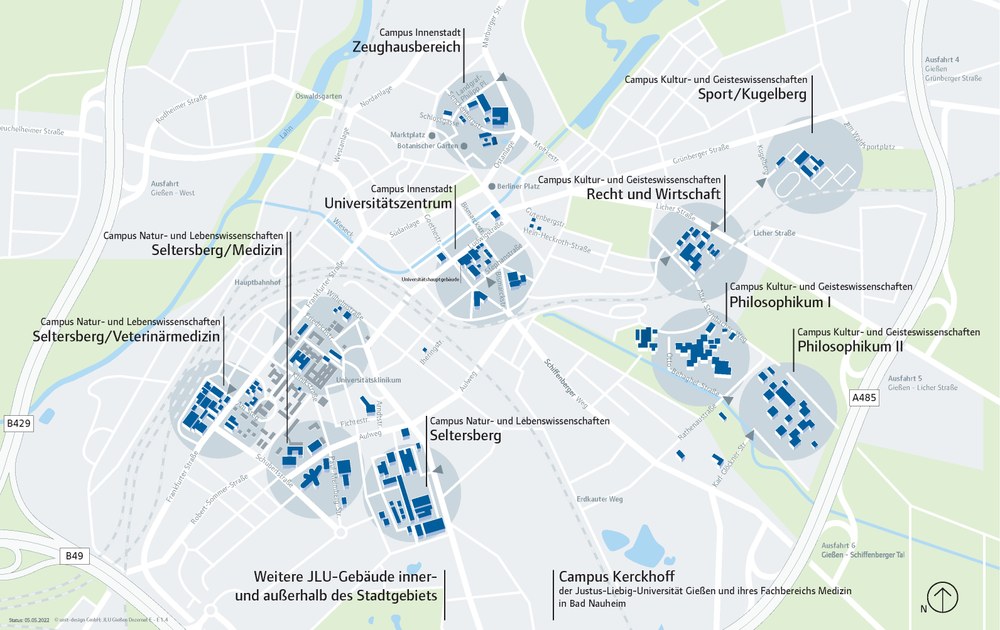 Campusübersicht Justus Liebig Universität Gießen