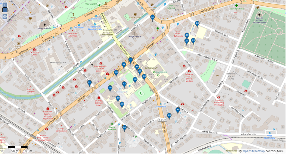 Lageplan JLUmaps Universitätszentrum