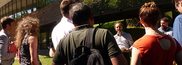 Photo: Group of postdocs at the campus walk